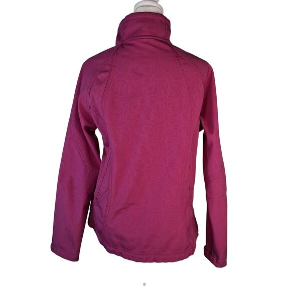 Sporty Berry Pink Double Diamond Skiing Jacket Size M Adjustable Cuffs Mock Neck - Picture 4 of 14